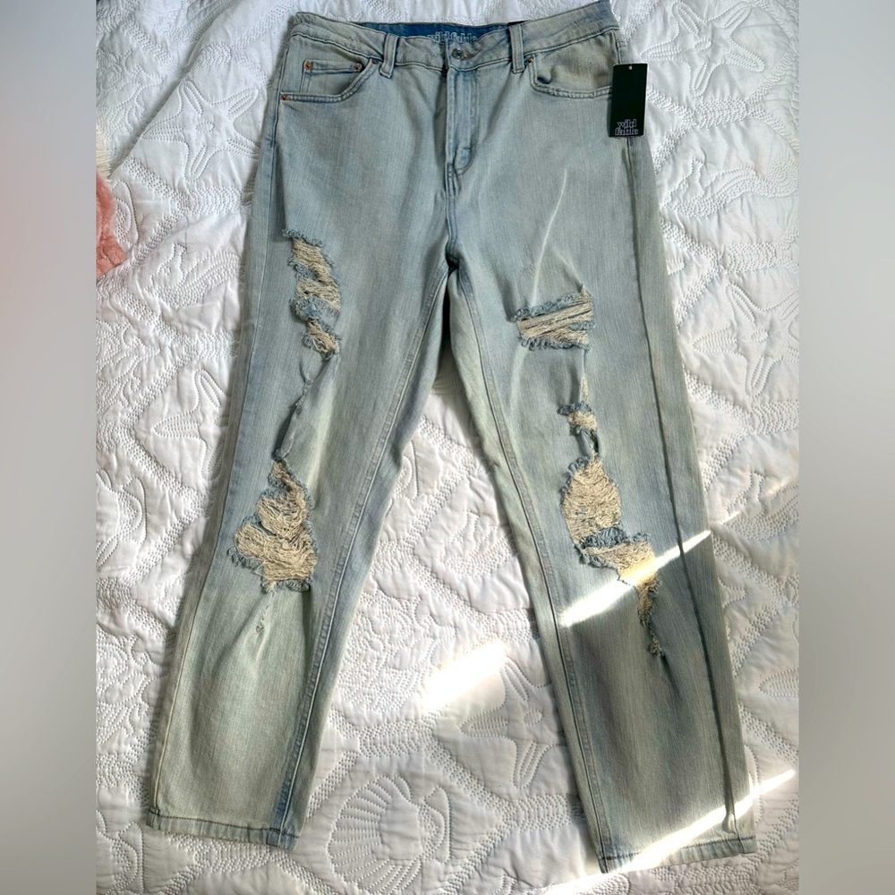 Wild Fable Mom Jeans light wash distressed size 12 NWT